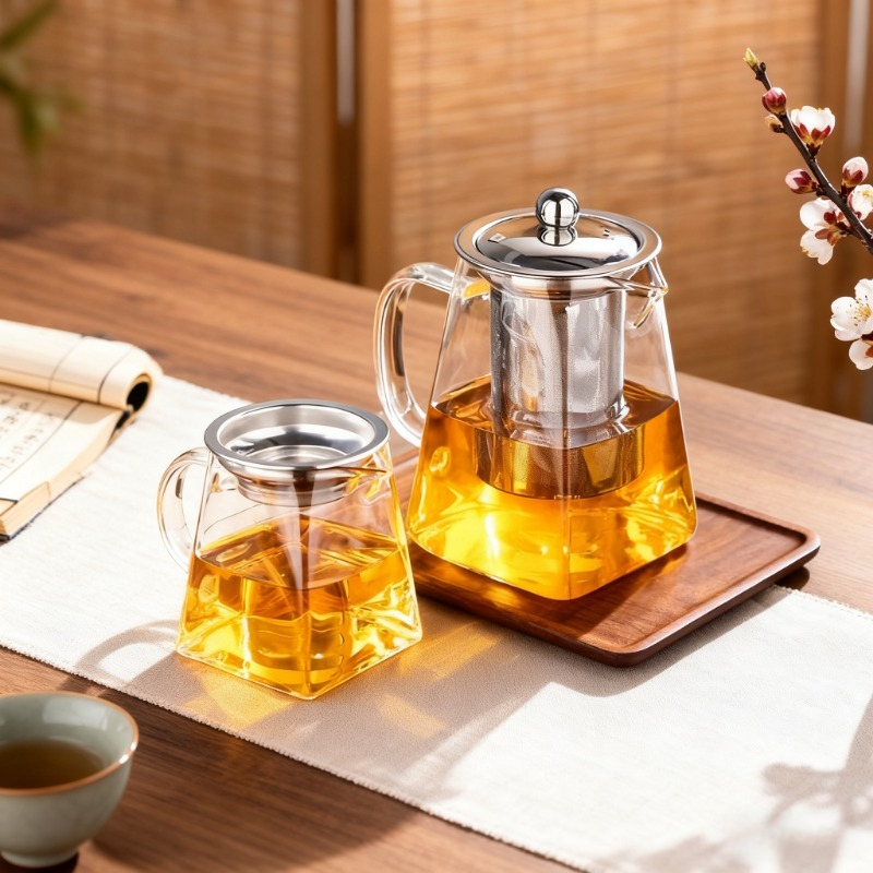 Nettle Leaf Tea - 유리 티포트와 인퓨저 티 세트 주전자
